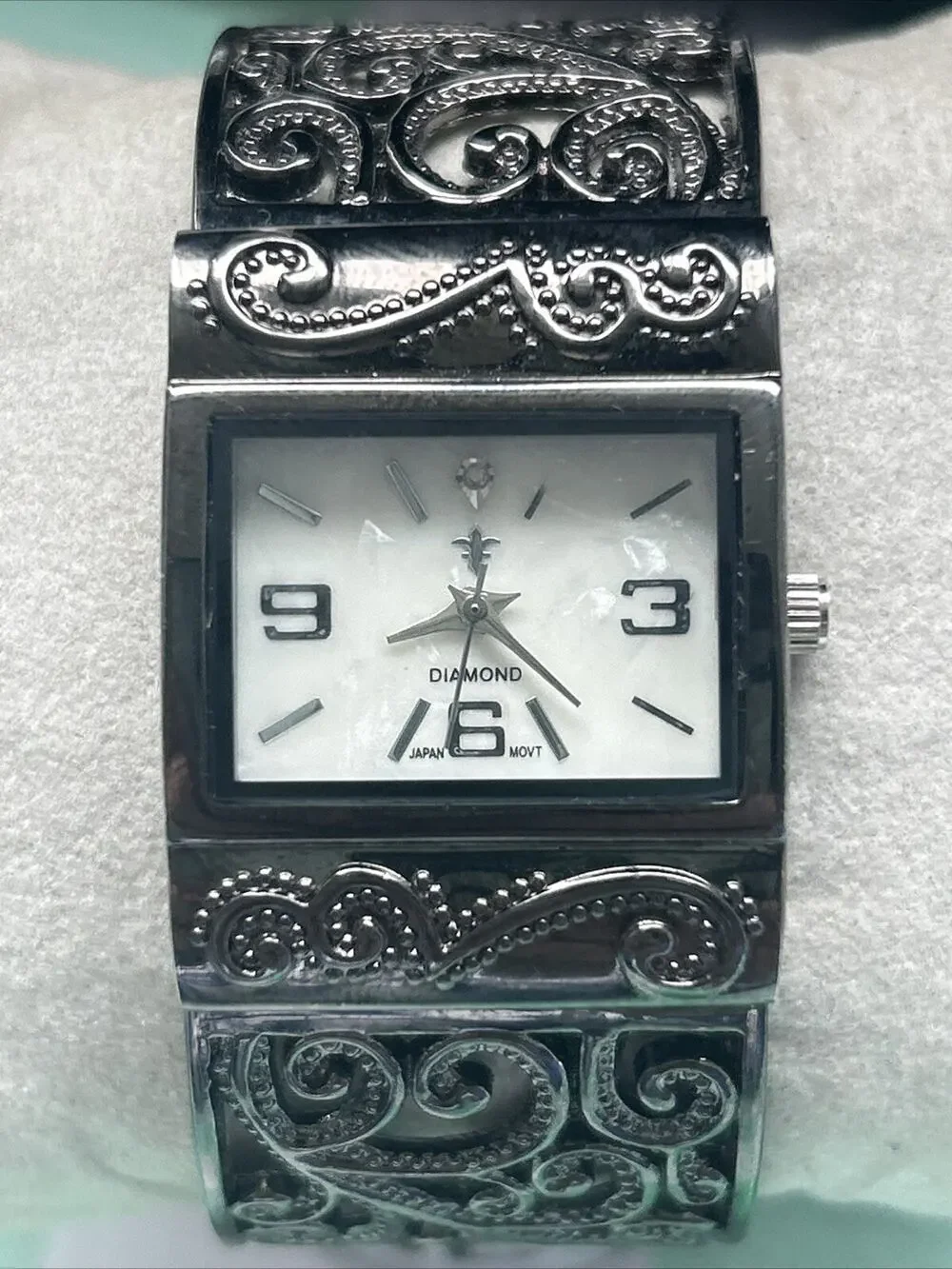 Cato Accutime Dark Silver/ Black Tone Women’s Cuff Watch